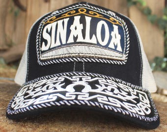 SINALOA Mexico EMBROIDERED Hat adjustable trucker CHARRO cap