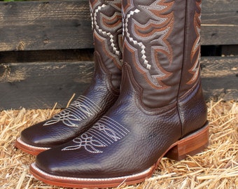 MENS deer skin LEATHER COWBOY western rodeo square toe boots