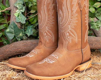 DAMES COWGIRL cowboy leren western geborduurde cowboylaarzen met vierkante neus