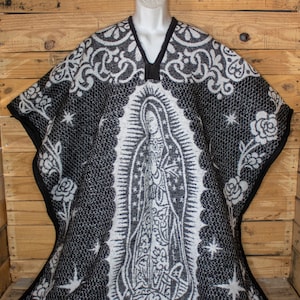 VIRGEN de GUADALUPE Vierge Marie 2 faces reversible Poncho mexicain rebozo Gaban