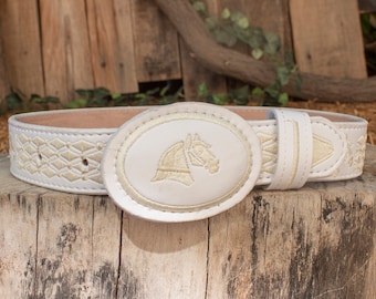 CHILDRENS boys toddler youth WESTERN Horse EMBROIDERED Charro cowboy leather belt