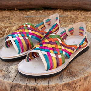 WOMENS Multi-Color MEXICAN SANDALS handmade leather shoe light weight huarache