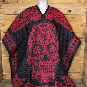 Dia de los muertos La Catrina Día de muertos calavera mexicana doble cara reversible México PONCHO Zarape Gaban