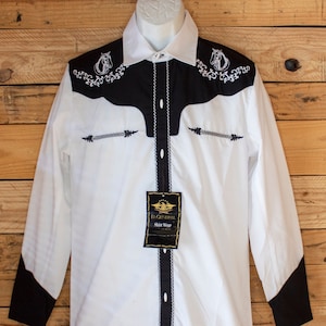 MENS COWBOY EMBROIDERED horse western rodeo long sleeve shirt