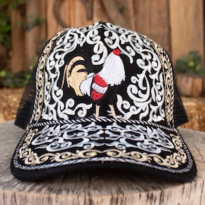 ROOSTER Gallo western EMBROIDERED HAT adjustable trucker mesh cap