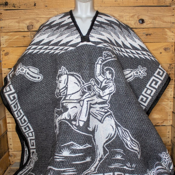 CHARRO Jaripeo Western Caballo vaquero de 2 lados caballo mexicano reversible PONCHO ZARAPE Gaban