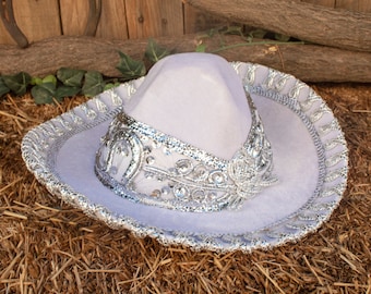 NIÑOS MARIACHI bebés niños niñas niño pequeño Niños Western SOMBRERO Blanco y Plata