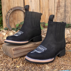 WALKER TODDLER YOUTH western ankle square toe nubuck leather cowboy half boots botines