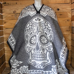 Dia de los muertos La Catrina Día de los muertos Calavera mexicana doble cara reversible México PONCHO Zarape Gaban