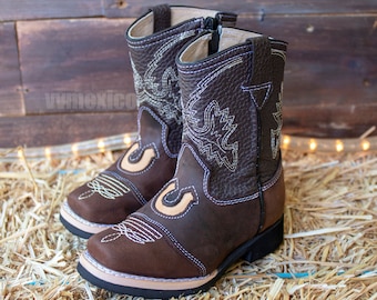 traición entusiasmo histórico BABY COWBOY WALKER botas vaqueras de cuero con punta cuadrada - Etsy México