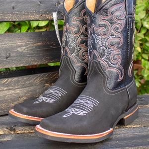 MENS Suede LEATHER COWBOY western rodeo square toe boots