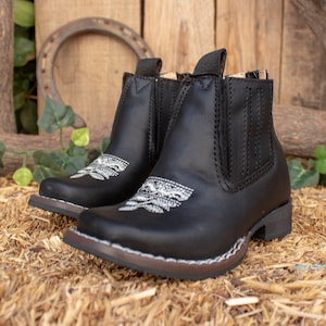 BABY WALKER unisex square toe Half Boots BOTINES leather cowboy boots
