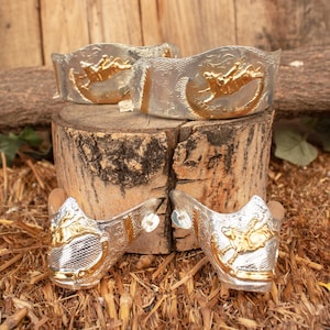 Cowboy Western Boot Tips Toe and Heel Plates for Pointy Toed Antique Gold or Dark Copper Set Includes 1 Pair Toe 1 Pair Heel Plates Etsy