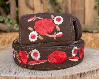 1418 Floral Print Western Belts For Women Cowgirl Cowboy Country Leather Mealah Womens-Western-Belt Rhinestone-Cowboy-Cowgirl Belt  main image 3