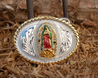 BAMBINI BAMBINI GIOVANI cowboy Virgen de Guadalupe Vergine Maria mini fibbia per cintura evilla nino