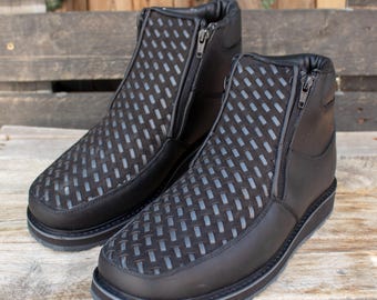 MENS HANDTOOLED Petatillo handcrafted boot shoe with side ZIPPER