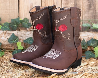 MÄDCHEN KLEINKIND JUGEND Western quadratische Leder Cowboy Stiefel