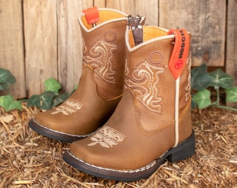 BABY TODDLER KIDS Walker unisex square toe leather cowboy cowgirl boots