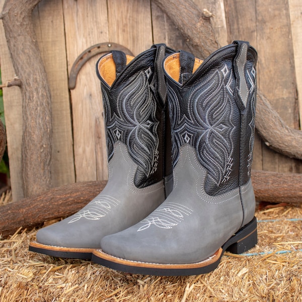 Gray Cowboy Boots Etsy