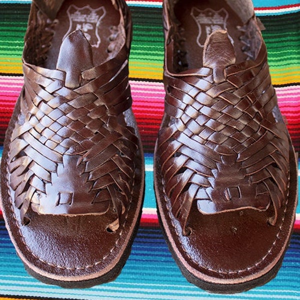WOMENS LEATHER HUARACHE Sandals vintage style made in mexico with tire sole  * all sizes