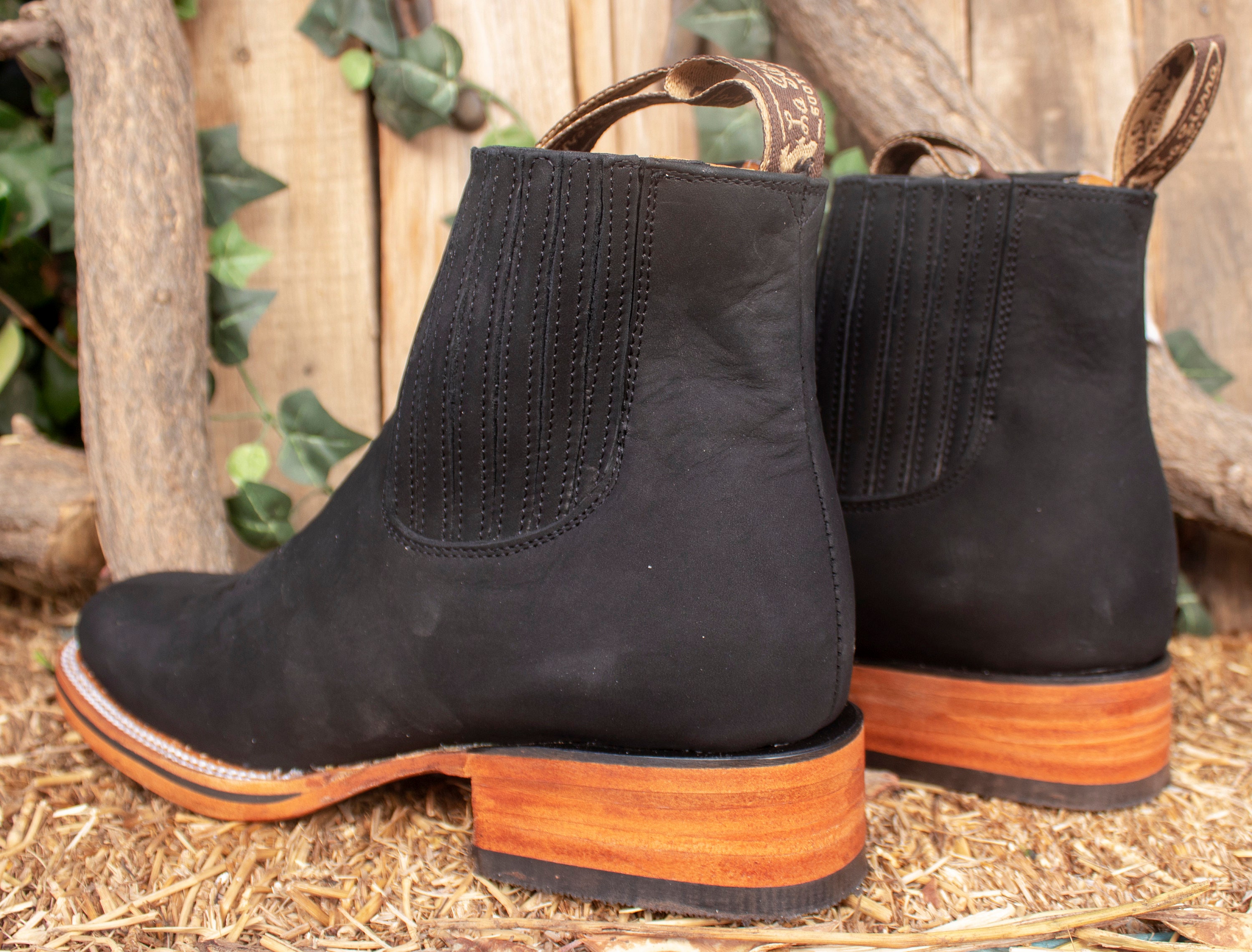 MENS LEATHER COWBOY Nubuck Rodeo Square Toe Half Boots Botines - Etsy