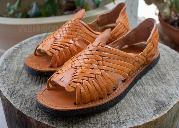 MENS LEATHER HUARACHES Mexican Sandals With Tire Sole Print - Etsy