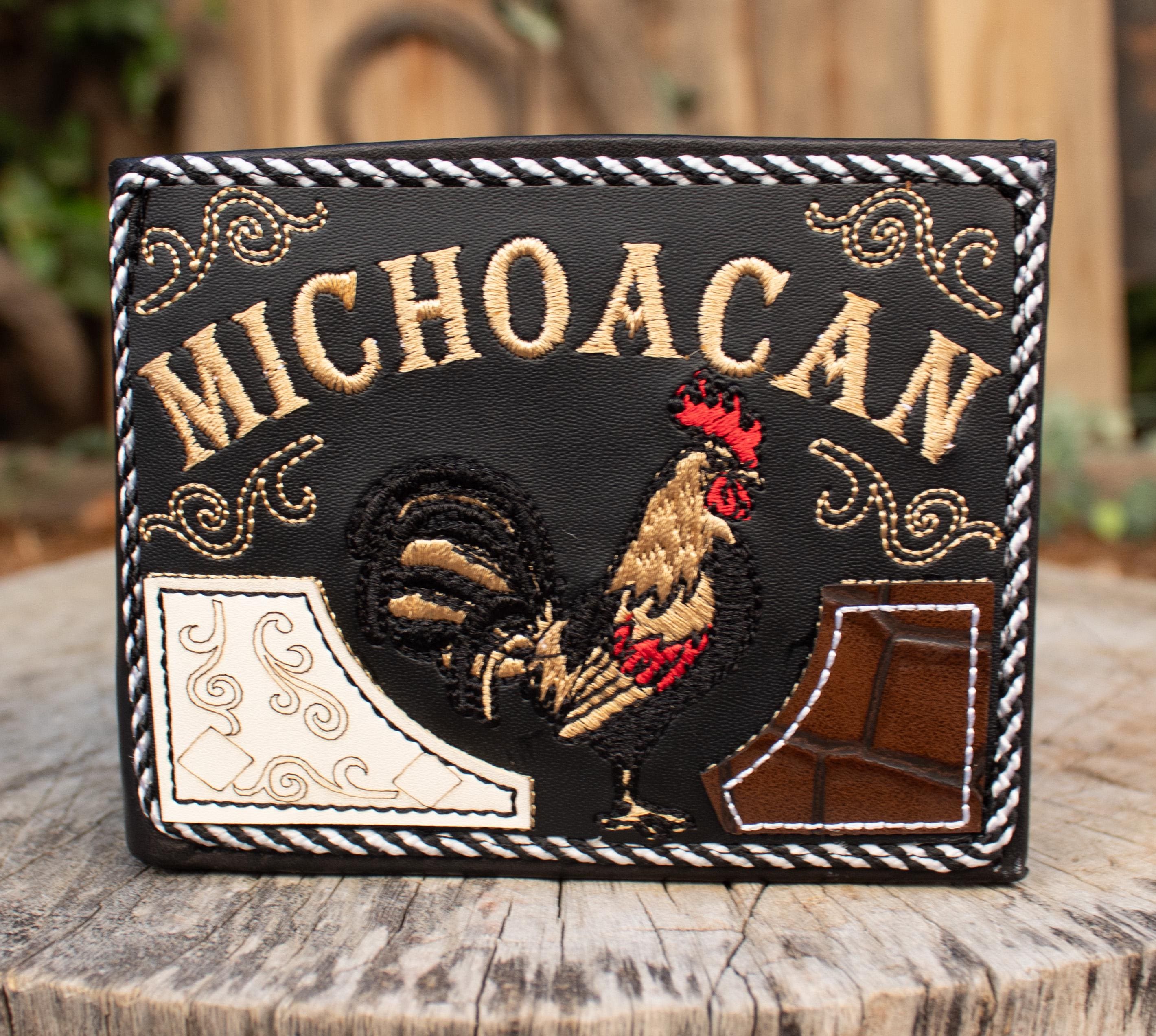 MICHOACAN Mexico WESTERN EMBROIDERED Leather Stamped Rooster Gallo