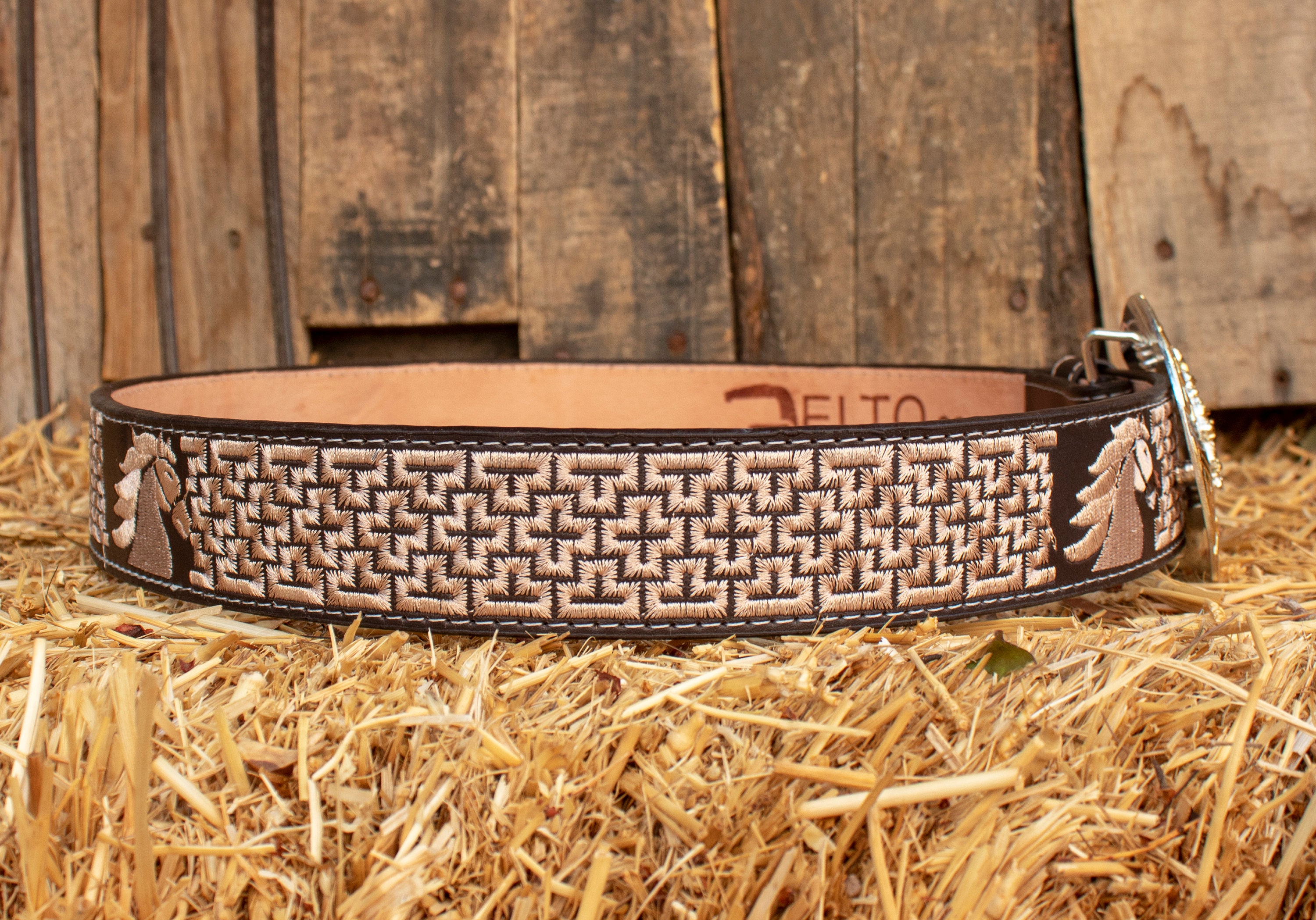 Mens WESTERN LEATHER Horse Shoe CABALLO Embroidered Leather  display picture 3