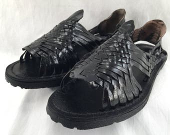 WOMENS LEATHER HUARACHES Sandals vintage style made in mexico
