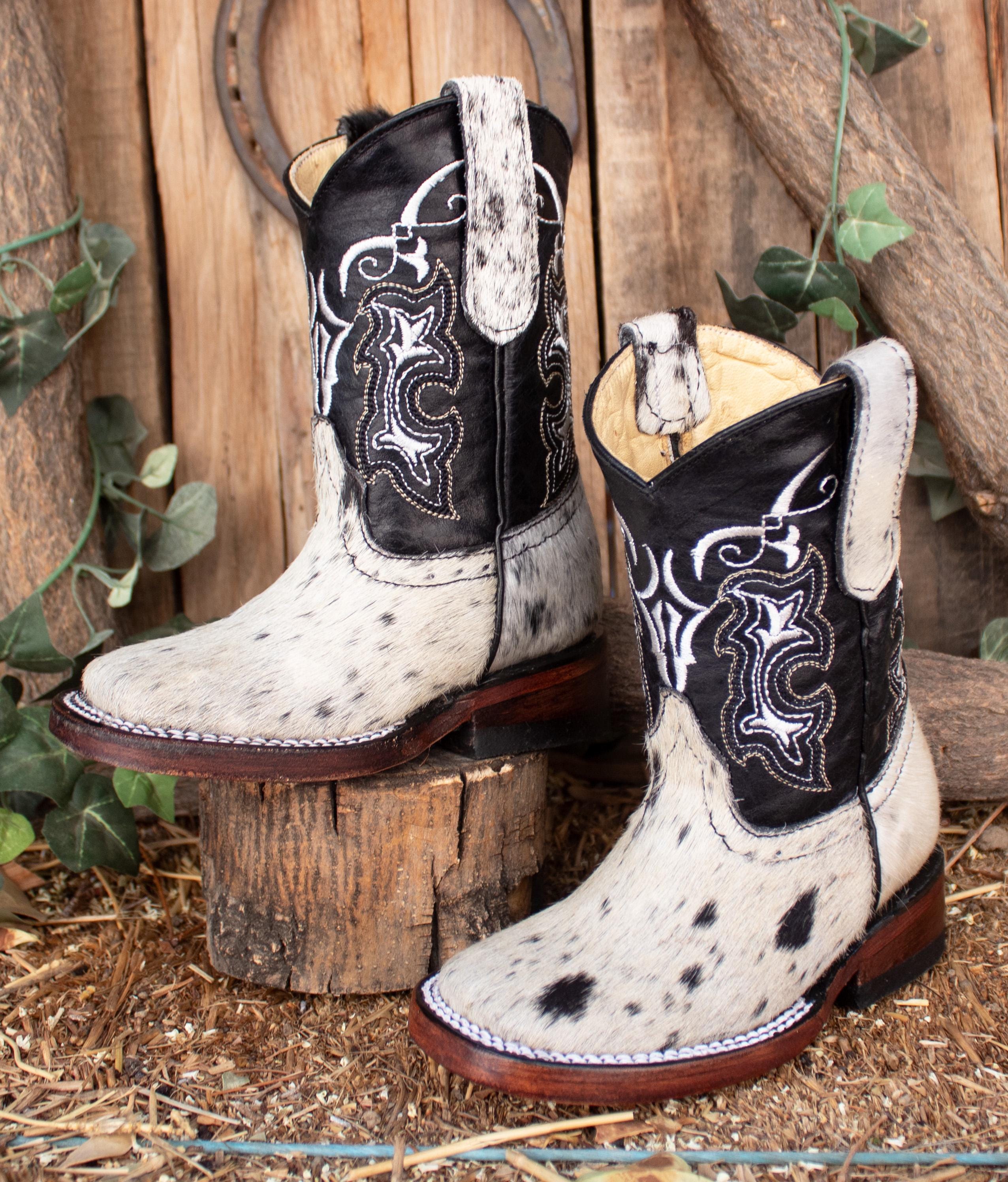 TODDLER Kids Youth Unisex Square Toe COW HAIR Leather Cowboy Boots - Etsy
