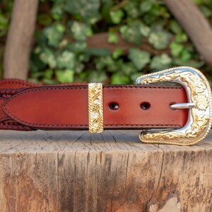 Mens LEATHER CONCHO WESTERN cowboy rodeo belt cinto vaquero fino image 2