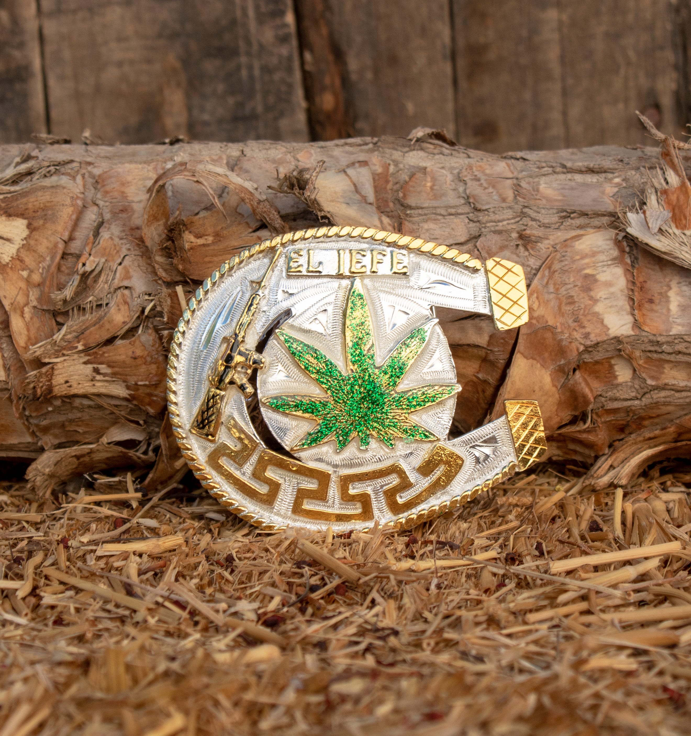 EL JEFE AK-47 Marijuana Horse Shoe Cowboy Western Alpaca Belt