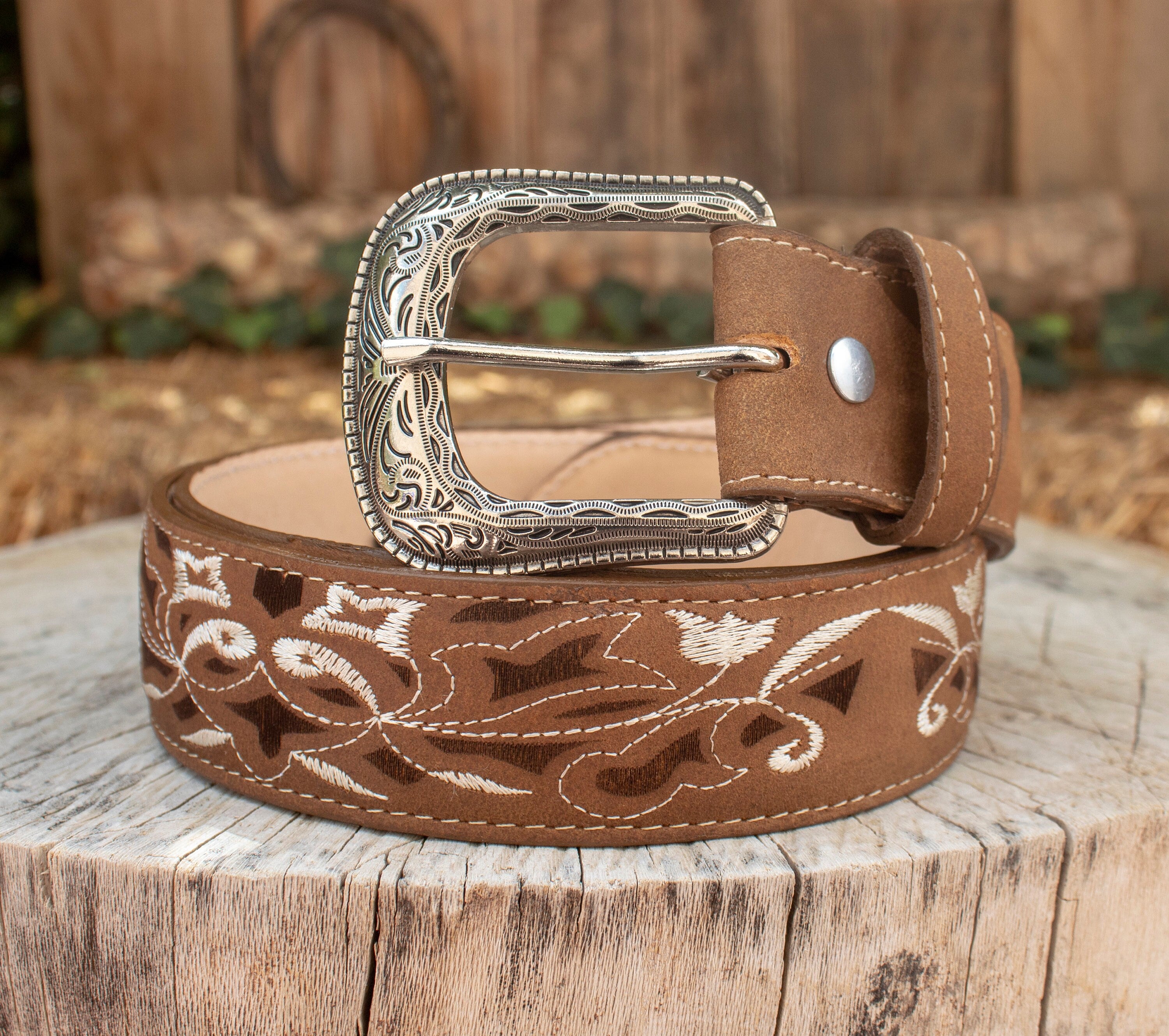 WOMENS FLOWER EMBROIDERED Brown Western Cowgirl Cowboy  display picture 1