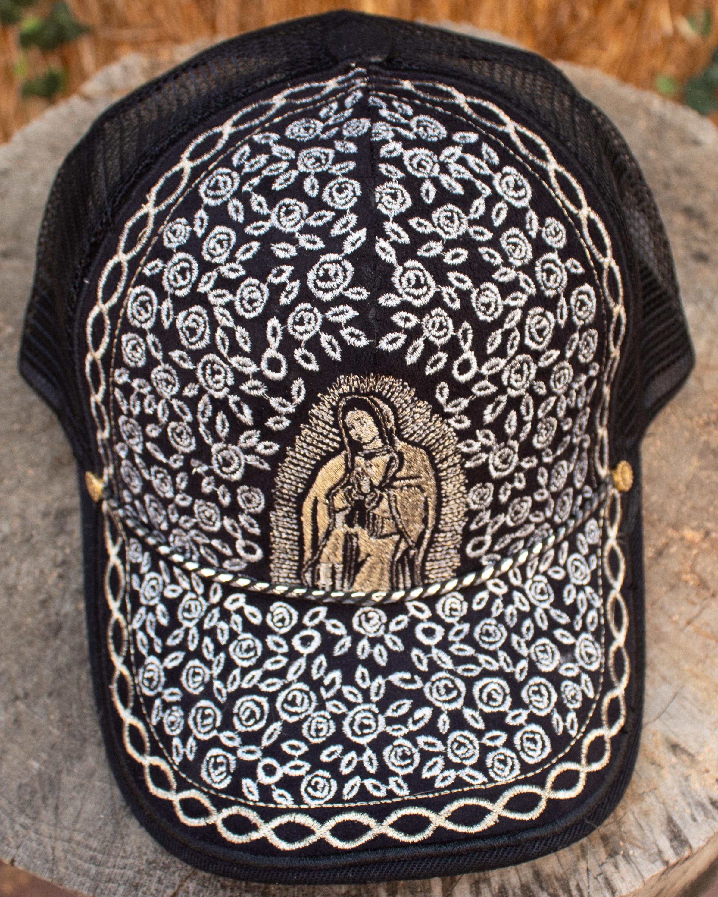 EMBROIDERED VIRGIN MARY Hat Adjustable Trucker Cap Virgen De