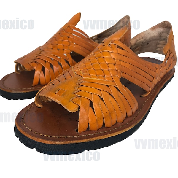 MENS LEATHER HUARACHES Sandals  made in mexico with tire sole rubber print*all sizes