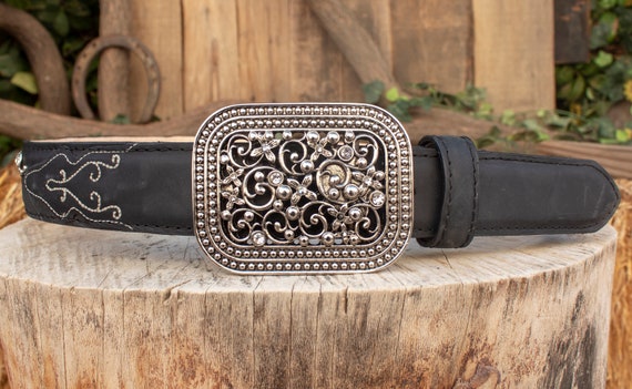 Womens HAND TOOLED LEATHER Rhinestone Western Cowgirl Cowboy  display picture 1