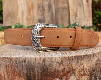 WOMENS ROSE EMBROIDERED Western Cowgirl Cowboy Leather Belt  display picture 1