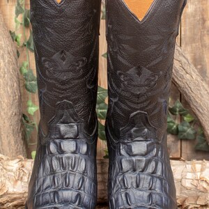 Crocodile Embossed Pointed Toe Country Boots