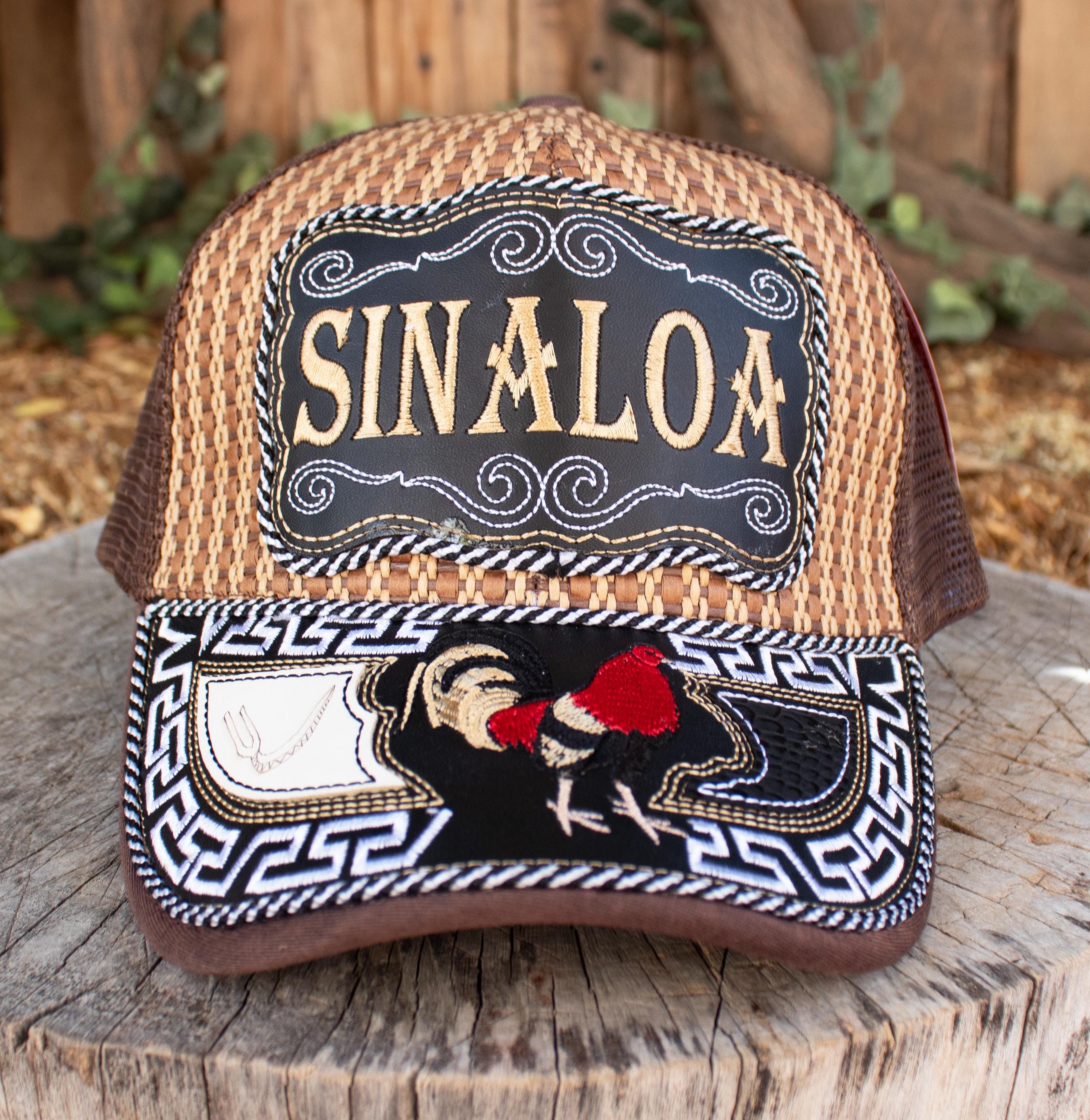 Sinaloa Mexico Old English Patch Trucker Hat - Flexfit 6-Panel Snapback Mesh Cap, Embroidered In USA - View #8