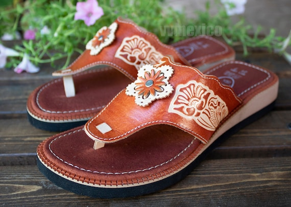 mexican sandals with flowers