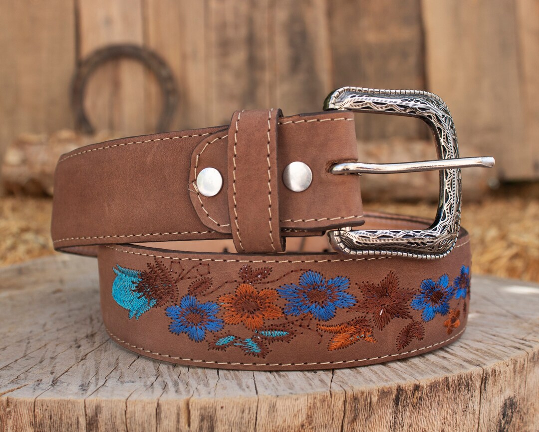 Hebilla De Cinturón Grabado Floral Estilo De Vaquero