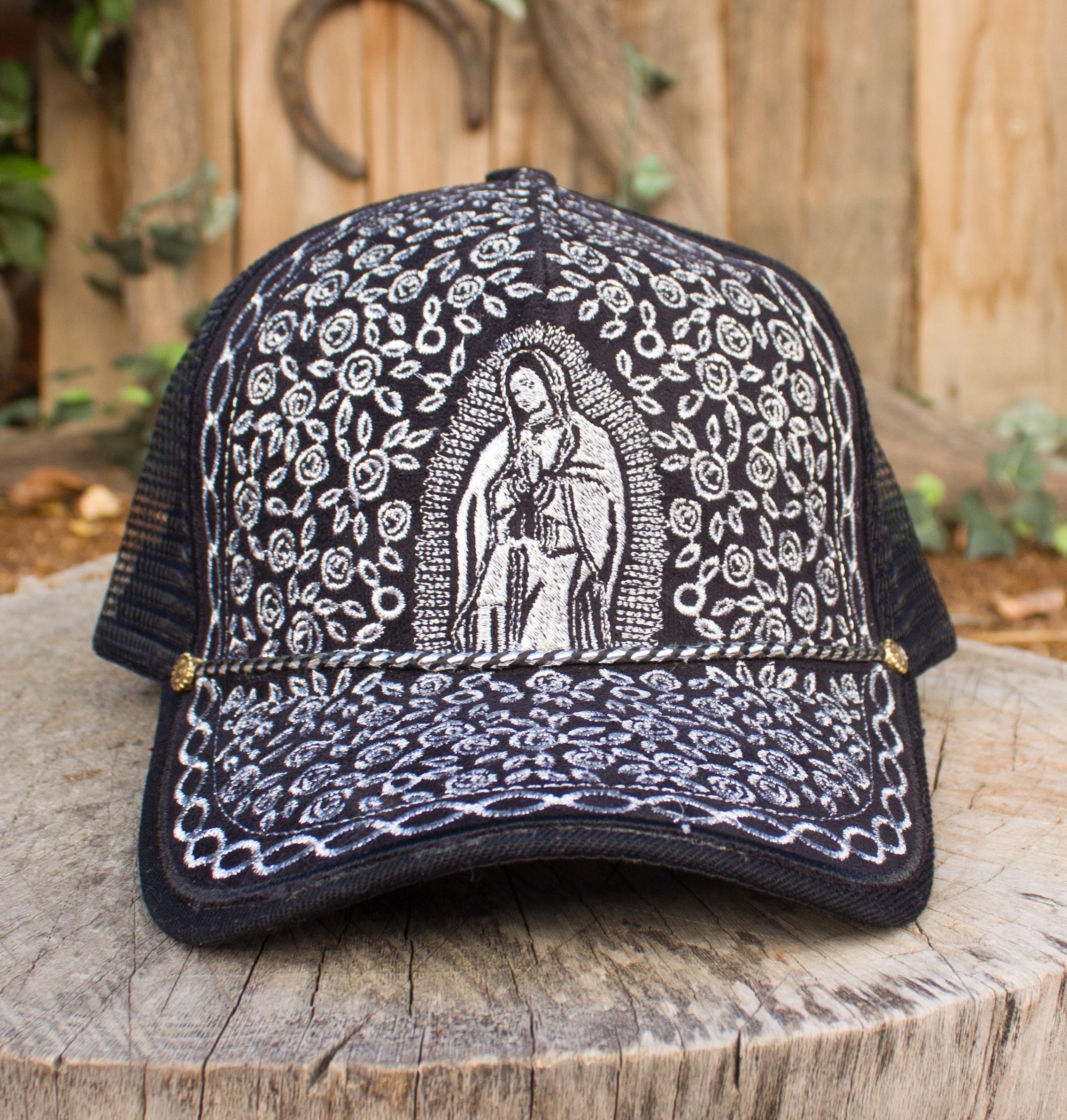 EMBROIDERED VIRGIN MARY Hat Adjustable Trucker Cap Virgen De