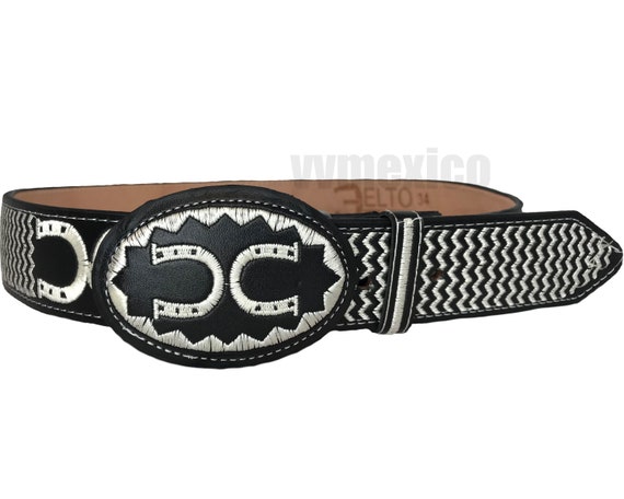 MENS WESTERN LEATHER Horse Shoe Embroidered Leather Belt - Etsy display picture 1