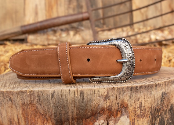Ceinture en cuir marron style cowboy western | Ceinture de créateur pour homme - Classy Leather Bags
