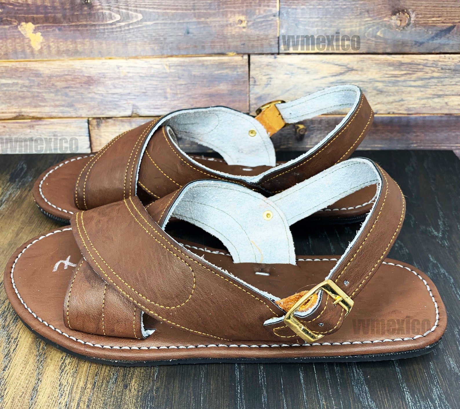 men's two strap leather sandals