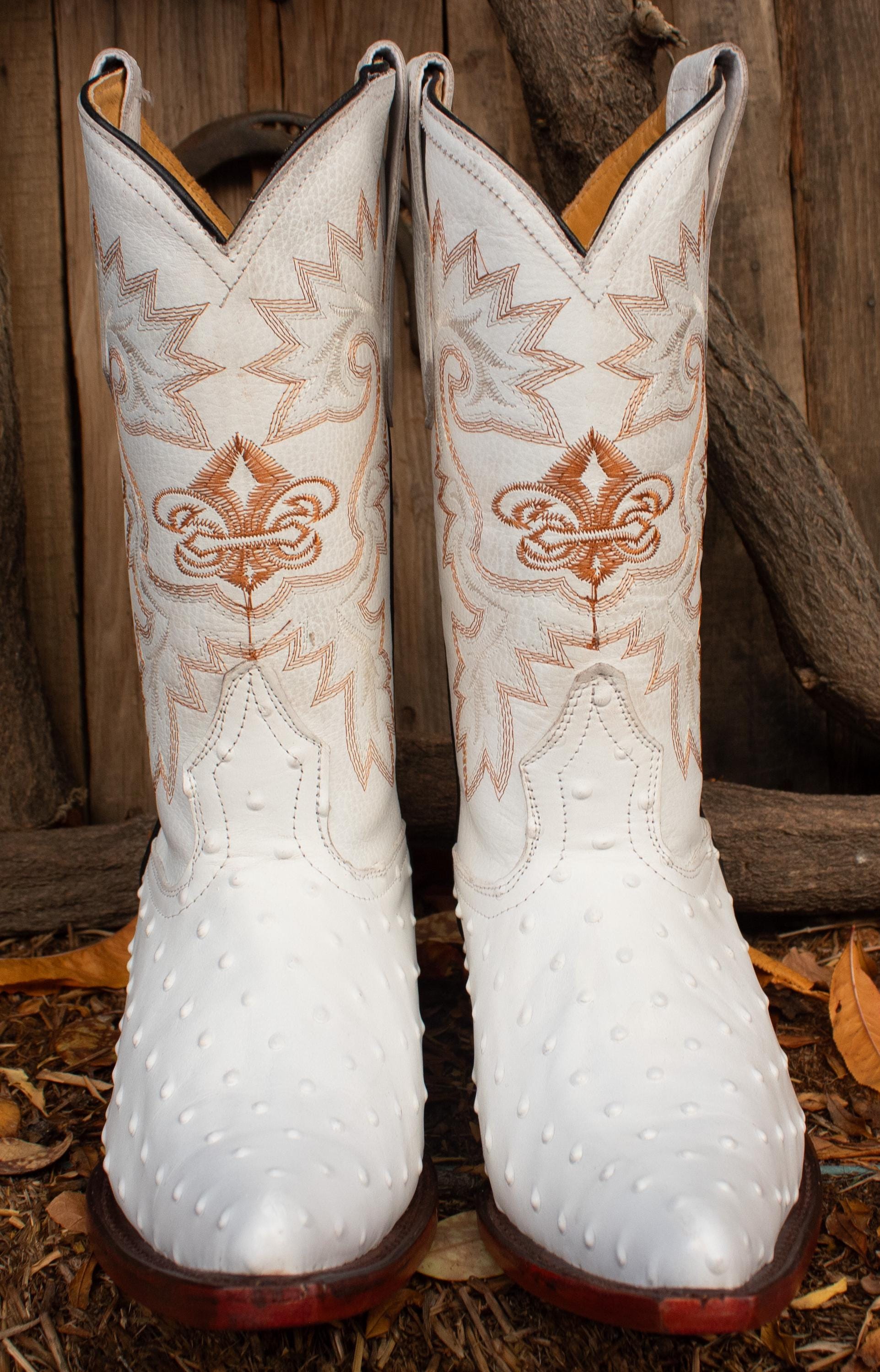 小物 TOE TOE Eltz Shaggy Muffler / white MENS LEATHER COWBOY White Chihuahua Pointed Toe Ostrich Faux