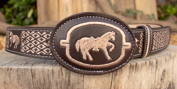 Diesel Tan Leather Belt with Gray Horse Silhouette Buckle Diesel | Accessories | Vintage Womens Diesel Leather Belt  main image 4