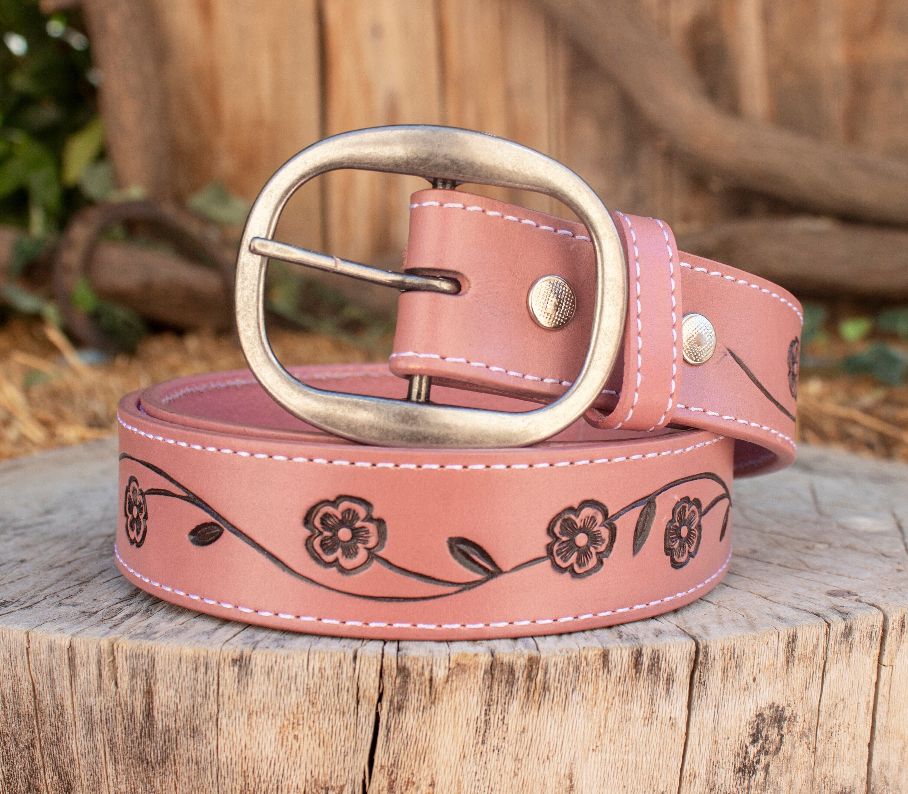 Personalized Flower Pink Belt - Etsy display picture 2