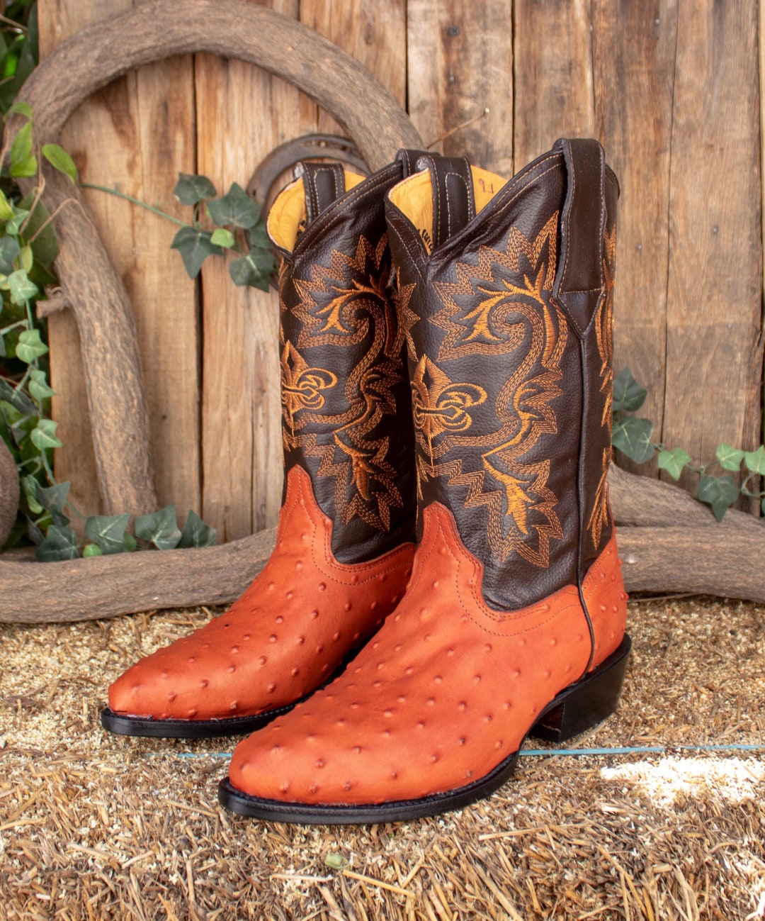 Punta Cuadrada Botines Hombre Johnson Botas Vaqueras De Piel De