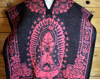 NIÑOS jóvenes VIRGEN MARÍA Virgen de Guadalupe Juan Diego poncho mexicano de doble cara Zarape